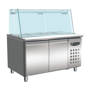 Combisteel Standard Line Bäckerei Kühltisch mit Glas 2 Türen 4X 1/1 Gn Behälter