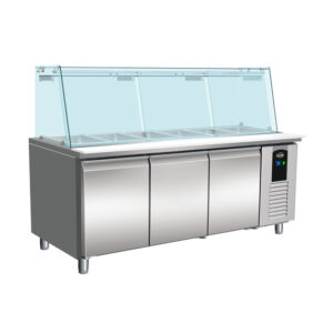Combisteel Standard Line Kühltisch mit Glas 3 Türen 5X 1/1 Gn Behälter