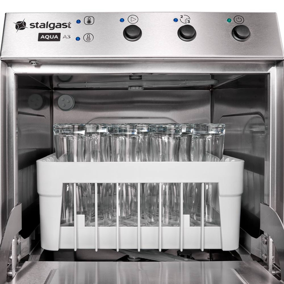 Stalgast Gläserspülmaschine Aqua A3 mit Klarspülmittel- und Reinigerdosierpumpe, Korbgröße 350x350 mm