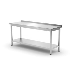 Hendi Wandtisch mit Ablage – verschraubt, Tiefe 600 mm, Profi Line, 1800x600x(H)850mm
