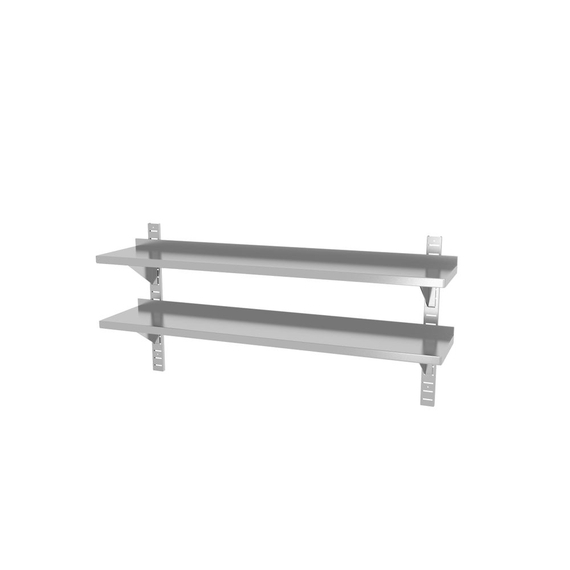 Hendi Doppelwandregal, einstellbar, mit 2 Halterungen, 1400x300x(H)600mm