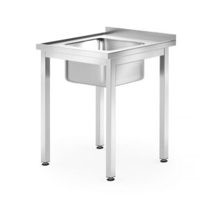 Hendi Spültisch – verschraubt, Tiefe 600 mm, Profi Line, Waschbecken in der Mitte, 600x600x(H)850mm