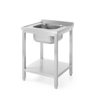 Hendi Waschtisch mit Ablage – verschraubt, Tiefe 600 mm, Profi Line, Zentriert, 600x600x(H)850mm