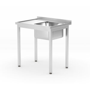 Hendi Waschtisch mit Ablage – verschraubt, Tiefe 600 mm, Profi Line, Rechte Seite, 800x600x(H)850mm