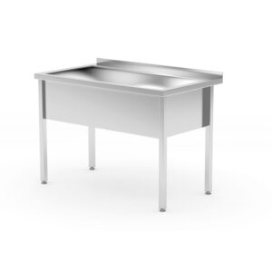 Hendi Tisch mit Einzelwaschwanne – verschweißt, Tiefe 700 mm, Kammerhöhe 300 mm, Profi Line, 800x700x(H)850mm