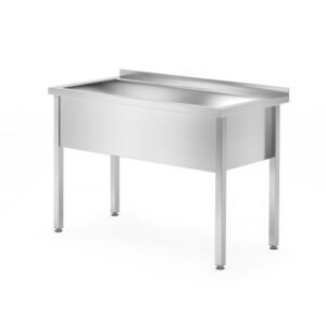 Hendi Tisch mit Einzelwaschwanne – verschweißt, Tiefe 700 mm, Kammerhöhe 300 mm, Profi Line, 1000x700x(H)850mm