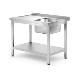 Hendi Waschtisch mit Ablage – verschraubt, Tiefe 700 mm, Profi Line, Richtig, 1000x700x(H)850mm