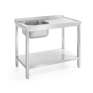 Hendi Waschtisch mit Ablage – verschraubt, Tiefe 700 mm, Profi Line, Links, 1000x700x(H)850mm