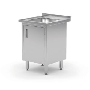 Hendi Waschtisch, verschweißt, mit Schrank- und Scharniertüren, Profi Line, 600x700x(H)850mm