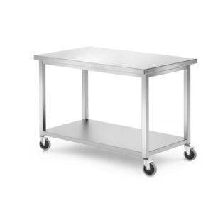 Hendi Mobiler Tisch, mit Ablage – verschraubt, Kitchen Line, 1200x600x(H)850mm