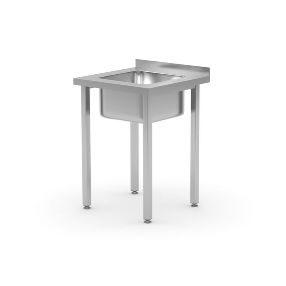 Hendi Spültisch, verschraubt, Kitchen Line, Waschbecken in der Mitte, 600x600x(H)850mm