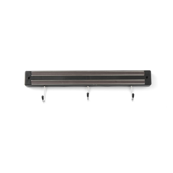 Hendi Messermagnetleiste mit Haken, 3 Haken, Schwarz, (L)340mm