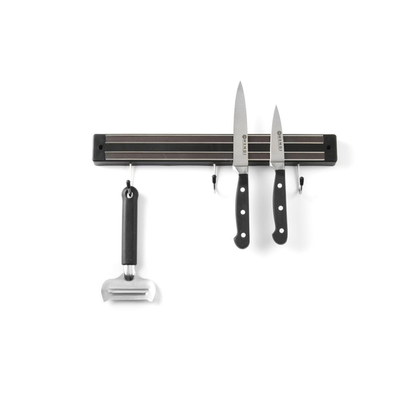 Hendi Messermagnetleiste mit Haken, 3 Haken, Schwarz, (L)340mm