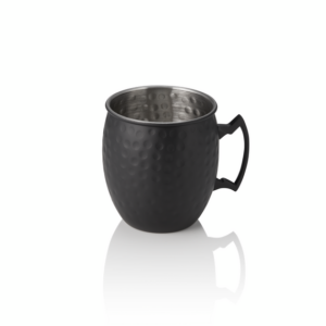 Nocturn Moscow Mule, 0,5 ltr., Ø 9 cm, Höhe 10 cm, schwarz matt, gehämmert, Chromnickelstahl 18/8