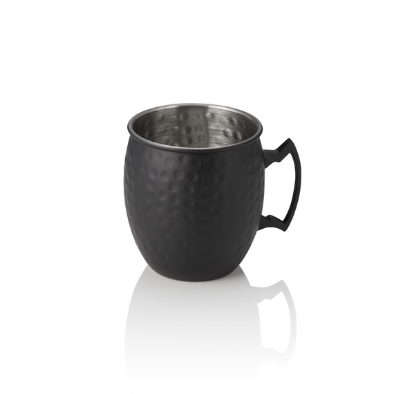 Nocturn Moscow Mule, 0,5 ltr., Ø 9 cm, Höhe 10 cm, schwarz matt, gehämmert, Chromnickelstahl 18/8