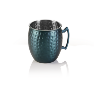 Nocturn Moscow Mule, 0,5 ltr., Ø 9 cm, Höhe 10 cm, blau matt, gehämmert, Chromnickelstahl 18/8
