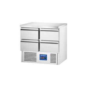 Starline Edelstahl Kühltisch mit vier Schubladen GN 1/1, 900x700x875 mm (BxTxH), ohne Aufkantung