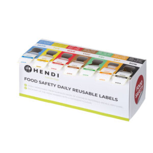 Hendi Set mit Lebensmittelsicherheitsaufklebern, vielseitig verwendbar, leicht ablösbar, mit Spender, 240x80x(H)100mm