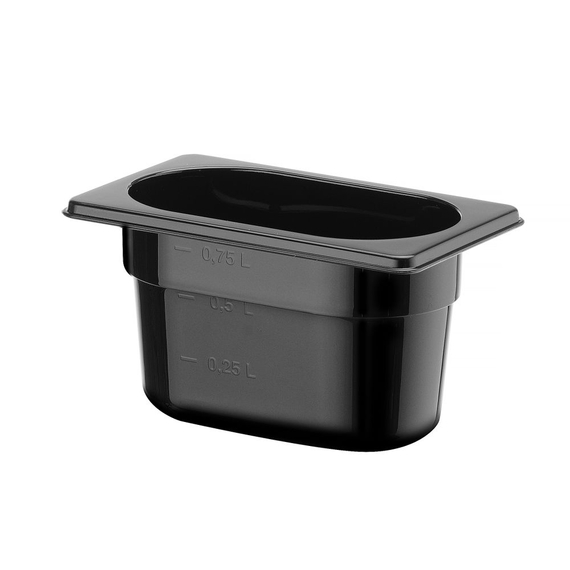 Hendi Gastronorm-Behälter 1/9, GN 1/9, 1L, Schwarz, 176x108x(H)100mm