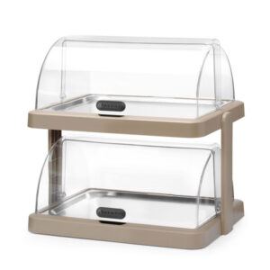 Hendi Rolltop Kühldisplay Duo UNIQ, designed by Robert Bronwasser, Doppelt, Beige, 480x355x(H)480mm, Rechteckig