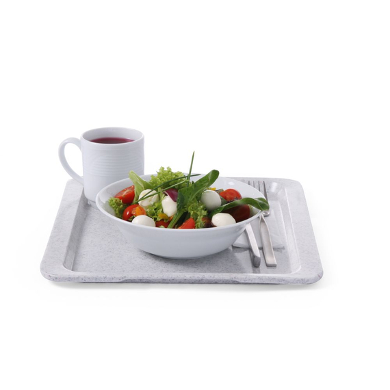 AmerBox Polyestertablett für Selbstbedienungsrestaurants, GN 1/2, Granit, 325x265mm