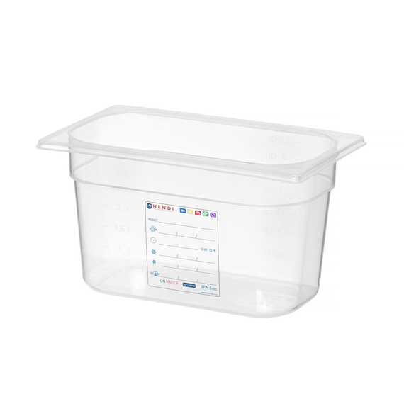 Hendi Gastronorm-Behälter 1/4, GN 1/4, 4L, Transparent, 265x162x(H)150mm