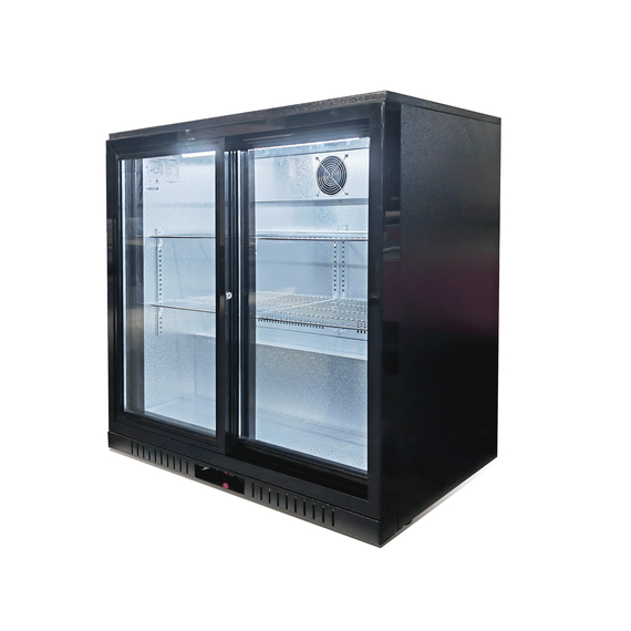 Bar Display Cooler, zwei Schiebetüren, 900x530x835 mm (BxTxH), schwarz