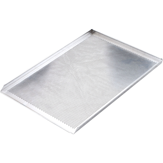 3-Rand-Backblech aus Aluminium, gelocht, Bäckernorm 600x400 mm