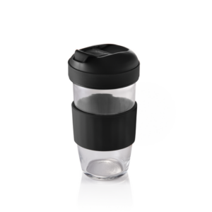 Was Germany 2in1 Café&Müsli Becher, Borosilikatglas Polypropylen, Silikon