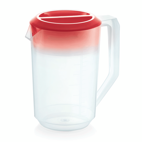 Essentials Kanne mit rotem Deckel, 1,8 ltr., Skalierung 100 ml, Polypropylen