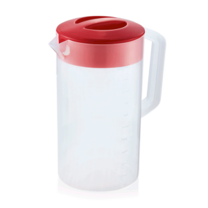 Essentials Kanne mit rotem Deckel, 2,5 ltr., Skalierung 250 ml, Polypropylen