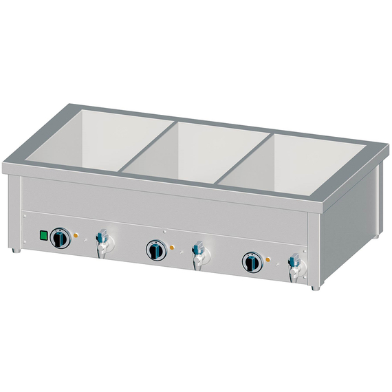 Stalgast Edelstahl Bain-Marie Tischgerät mit separaten Becken, für 3x GN1/1085x600x310 mm
