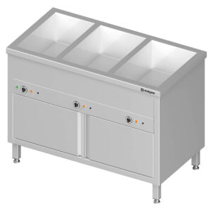 Stalgast Edelstahl Bain-Marie Standgerät mit geschlossenem Unterbau und separaten Becken, für 4x GN1/1410x600x850 mm