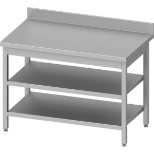 Stalgast Edelstahl Arbeitstisch ECO mit Grund- und Zwischenboden 800x700x850 mm, mit Aufkantung, Selbstmontage