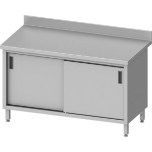 Stalgast Edelstahl Arbeitsschrank ECO mit Schiebetüren 1200x700x850 mm, mit Aufkantung