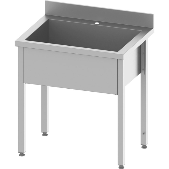 Stalgast Edelstahl Topfspüle ECO mit einem Becken 600x600x850 mm, 300 mm Beckenhöhe mit Aufkantung, Selbstmontage