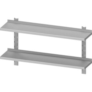 Stalgast Edelstahl Doppel-Wandbord ECO mit Konsolen und Wandschienen 1000x300x660 mm höhenverstellbar, Selbstmontage