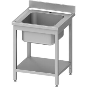 Stalgast Edelstahl Spültisch ECO mit Grundboden 600x600x850 mm, mit einem Becken, mit Aufkantung, Selbstmontage