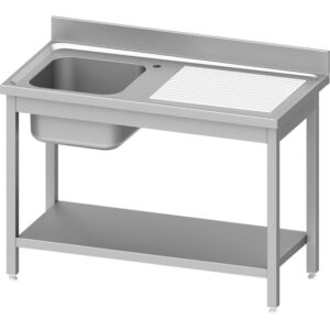 Stalgast Edelstahl Spültisch ECO mit Grundboden 1200x600x850 mm, mit einem Becken links, mit Aufkantung, Selbstmontage