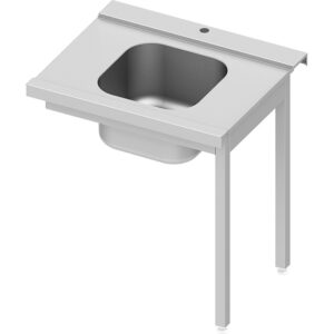 Stalgast Edelstahl Zulauftisch ECO auf zwei Beinen mit einem Becken 1000x670x870 mm, Anbauseite rechts, mit Aufkantung, Selbstmontage