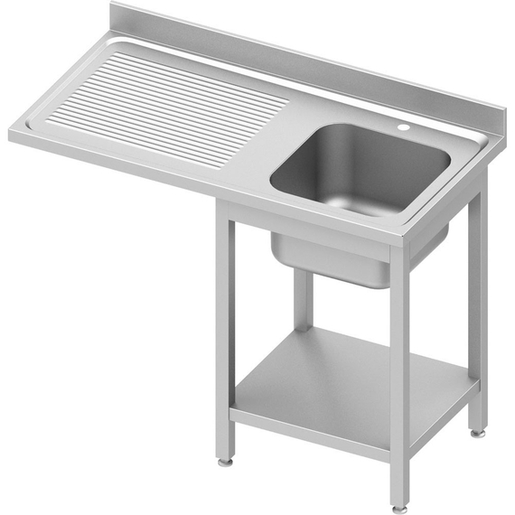 Stalgast Edelstahl Spültisch ECO mit Grundboden und Überstand 1200x700x900 mm, mit einem Becken rechts, mit Aufkantung, Selbstmontage