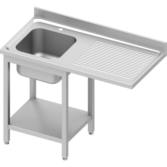 Stalgast Edelstahl Spültisch ECO mit Grundboden und Überstand 1200x700x900 mm, mit einem Becken links, mit Aufkantung, Selbstmontage