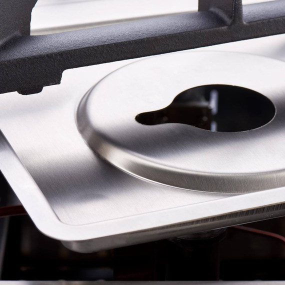 Stalgast Edelstahl Gasherd mit 4 Brennern (3,5x2x5+7) und Elektro-Umluft-Backofen GN1/1, Serie 700 ND