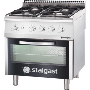 Stalgast Gasherd 4 Brenner (2x5+2x7) mit Gasbackofen (GN 2/1), Serie 700 ND