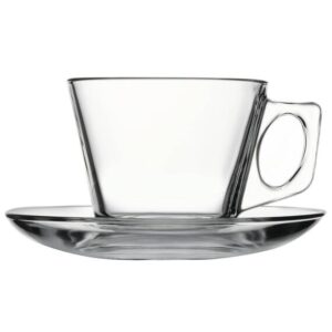 Paşabahçe Becher mit Untertasse Vela, 0,195 ltr.