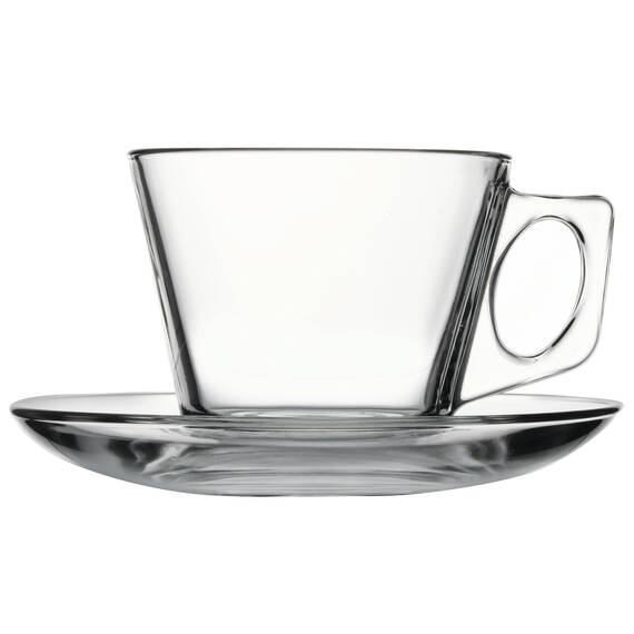 Paşabahçe Becher mit Untertasse Vela, 0,195 ltr.