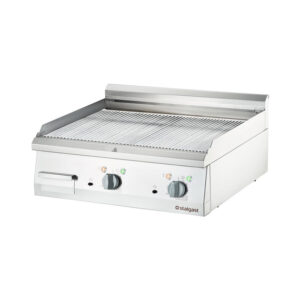 Stalgast verchromte Elektro-Griddleplatte als Tischgerät, 800x700 mm, gerillte Grillfläche, Serie 700 ND