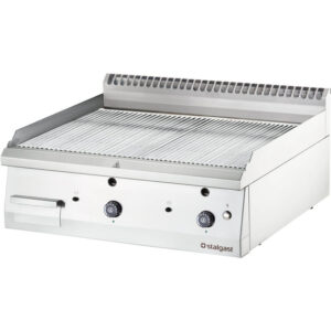 Stalgast Gas-Griddleplatte, gerillt, verchromt, Tischgerät, Serie 700 ND - gerillt 800x700x250 mm (BxTxH)