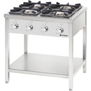 Stalgast Edelstahl Gasherd Serie 700, 4-Brenner (3,5+2x5+7), G20, 800x700x850 mm (BxTxH)