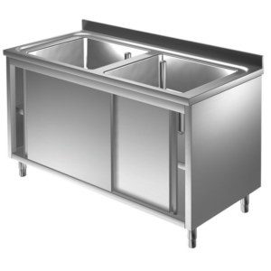 Prismafood Spülschrank 1,2m - 2 Becken mittig L50xB40xT25cm STD